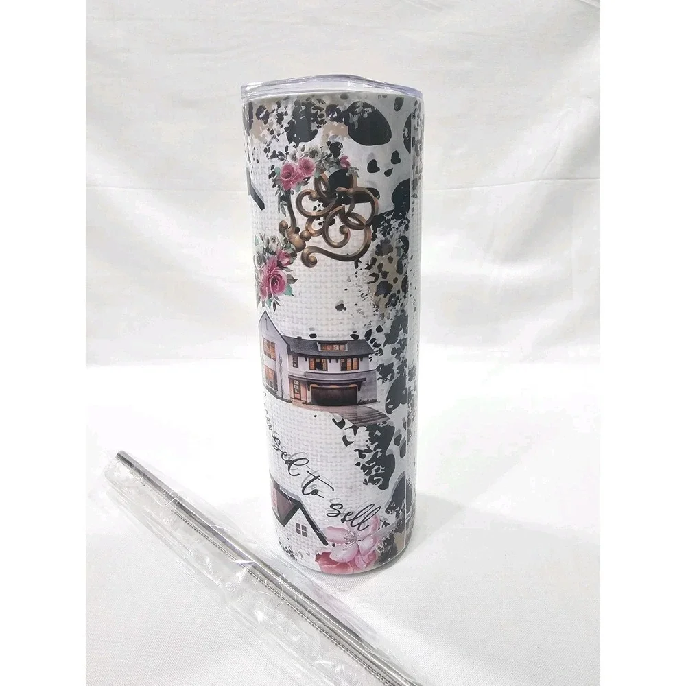 Realtor Life Skinny 20oz Tumbler With Lid Straw Sale Fun Keys Home Buying Cup